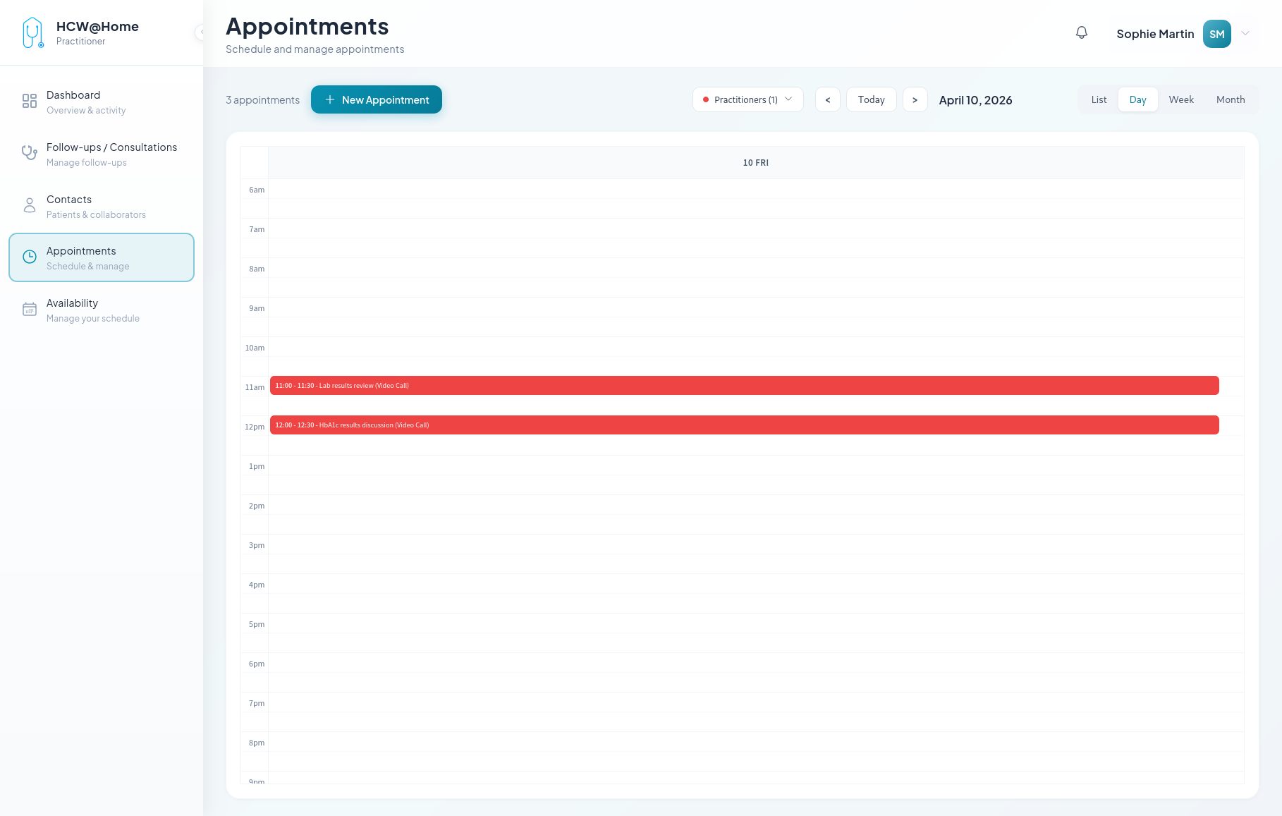 Practitioner appointments